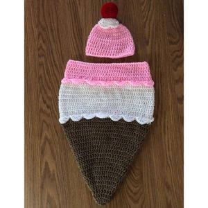 Handmade Crochet Ice Cream Cone Baby Cocoon